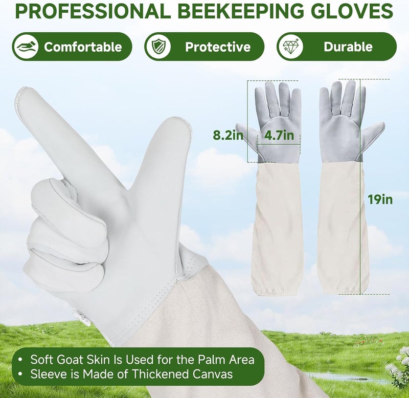 Calfca Upgraded Bee Suit for Men & Women Sting Proof, Thickened Ventilated Beekeeper Suit with Gloves & Round Veil, Full Protection Beekeeping Suits(XXL 5'11"-6'3") - Image 3